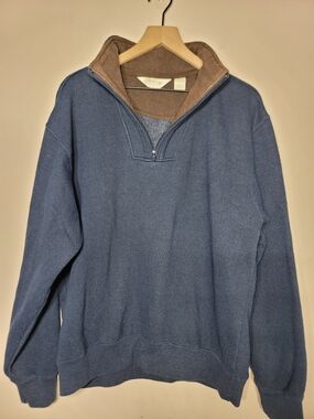 Orvis Signature Quarter-Zip Coastal Grandpa Gorpcore Essential Sz L Quiet Luxury